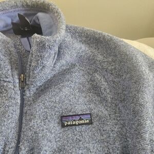 Patagonia Womens Heathered Light Blue Zip-Up Fleece Pullover